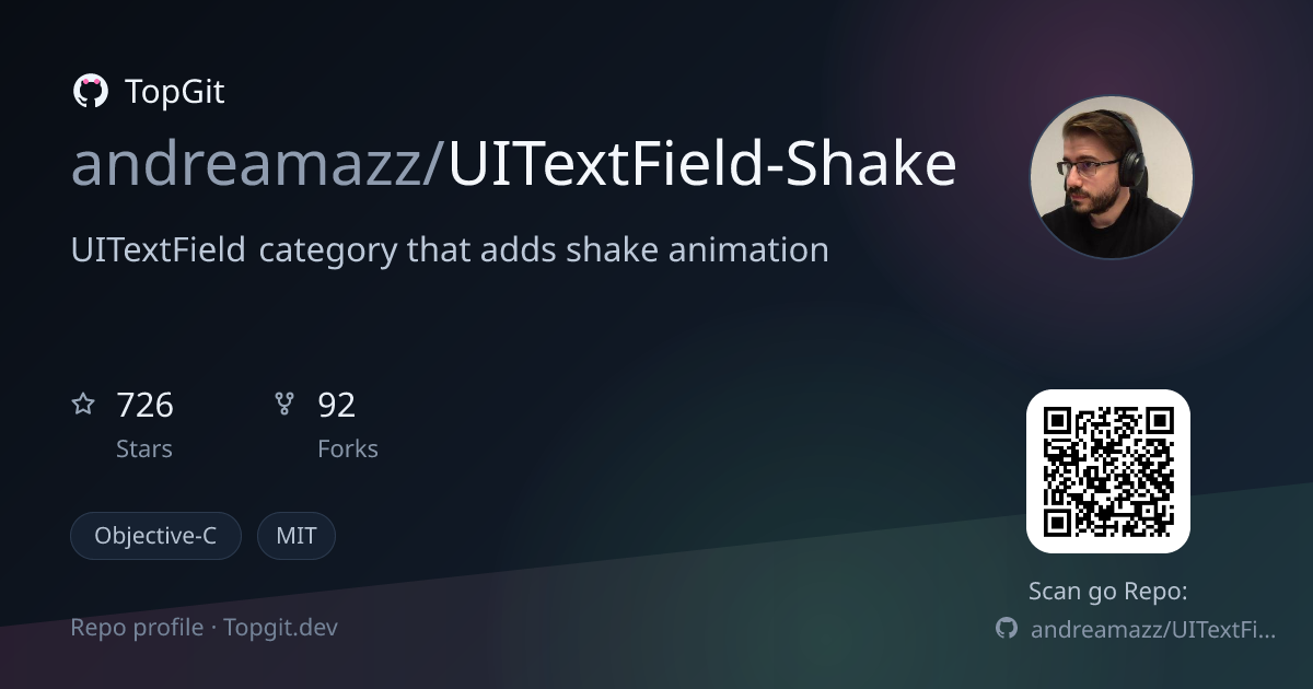 TopGit repo profile image for andreamazz/UITextField-Shake
