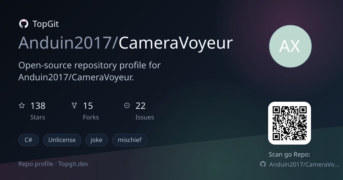 TopGit repo profile image for Anduin2017/CameraVoyeur