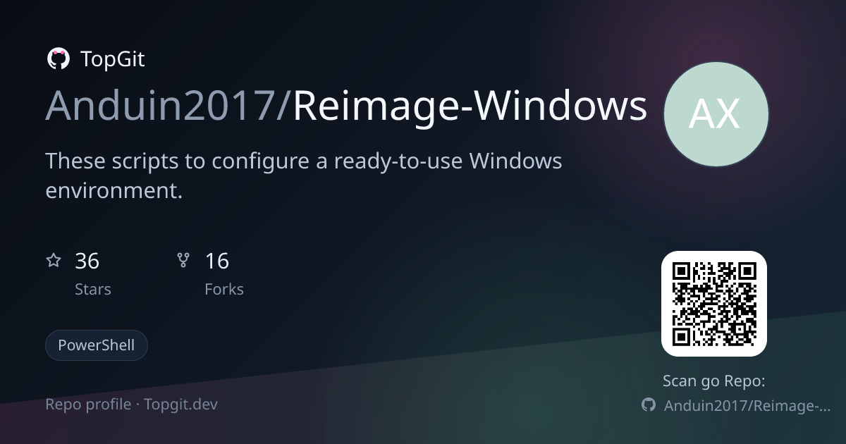 TopGit repo profile image for Anduin2017/Reimage-Windows