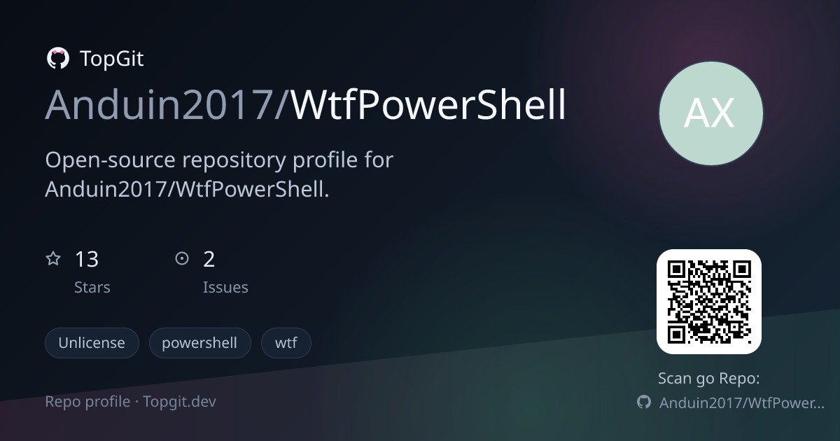 TopGit repo profile image for Anduin2017/WtfPowerShell