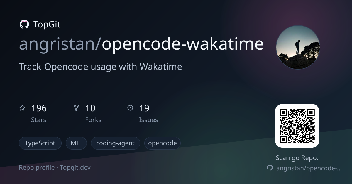 TopGit repo profile image for angristan/opencode-wakatime