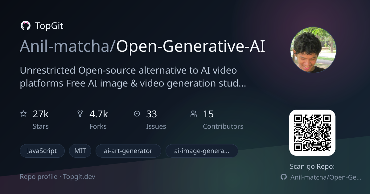 TopGit repo profile image for Anil-matcha/Open-Generative-AI