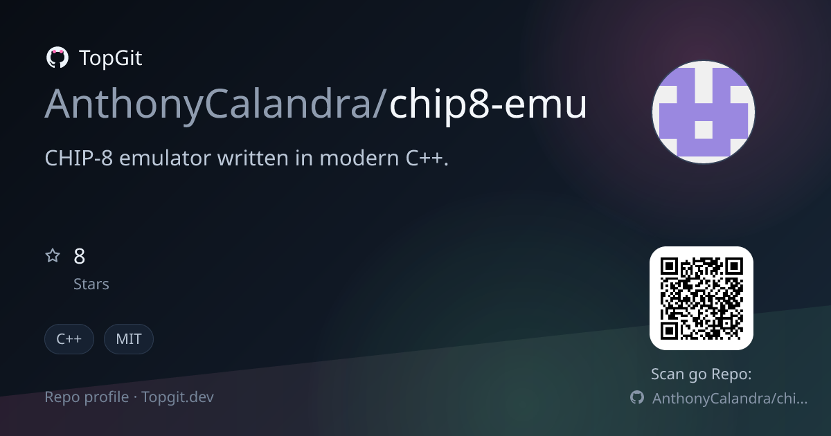 TopGit repo profile image for AnthonyCalandra/chip8-emu