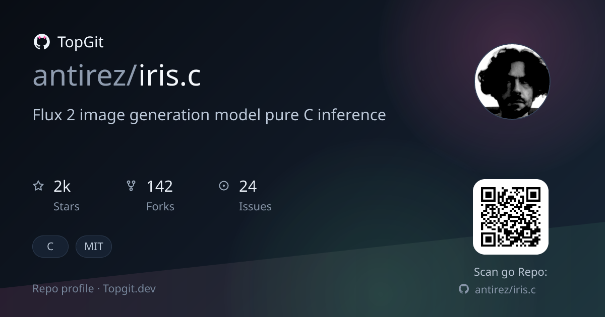 TopGit repo profile image for antirez/iris.c