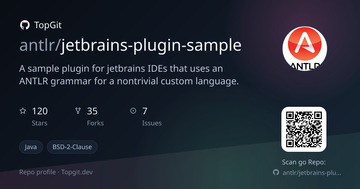 TopGit repo profile image for antlr/jetbrains-plugin-sample