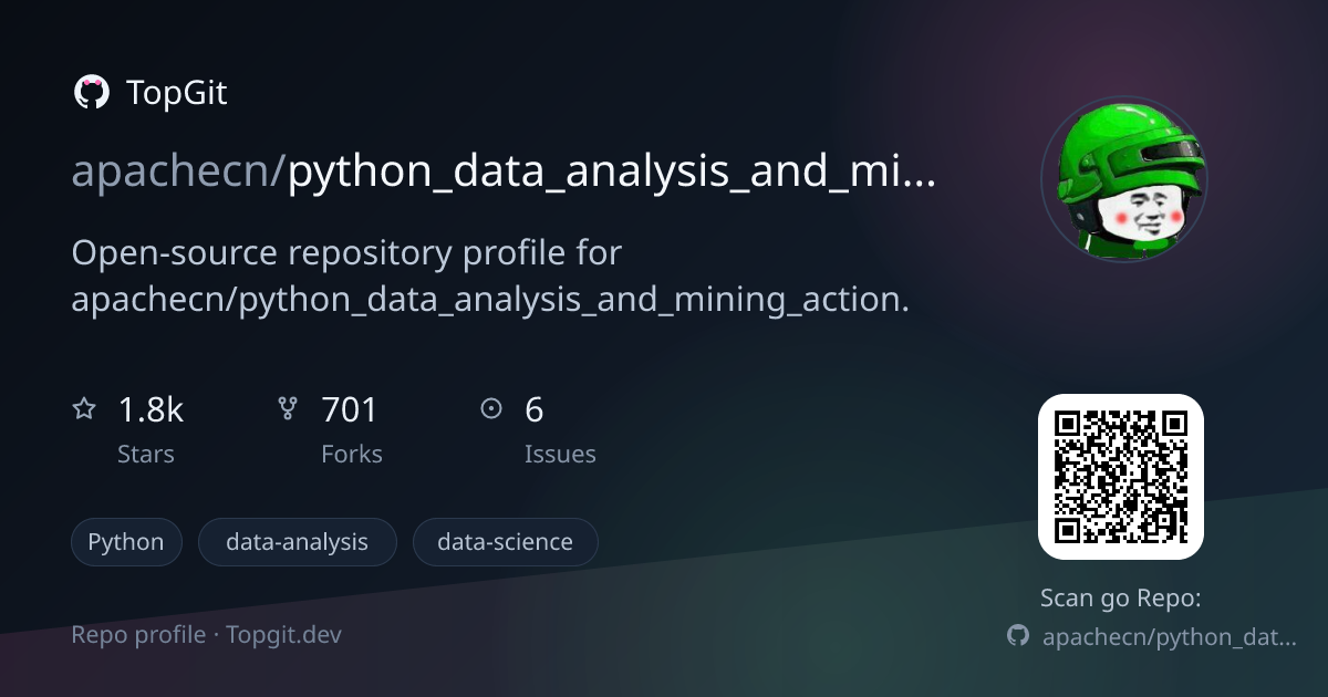 TopGit repo profile image for apachecn/python_data_analysis_and_mining_action