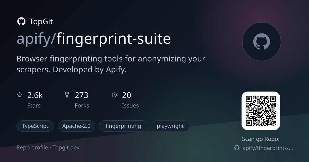 TopGit repo profile image for apify/fingerprint-suite