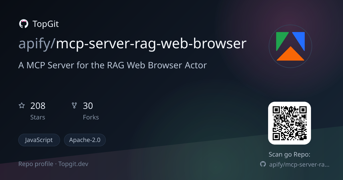 TopGit repo profile image for apify/mcp-server-rag-web-browser