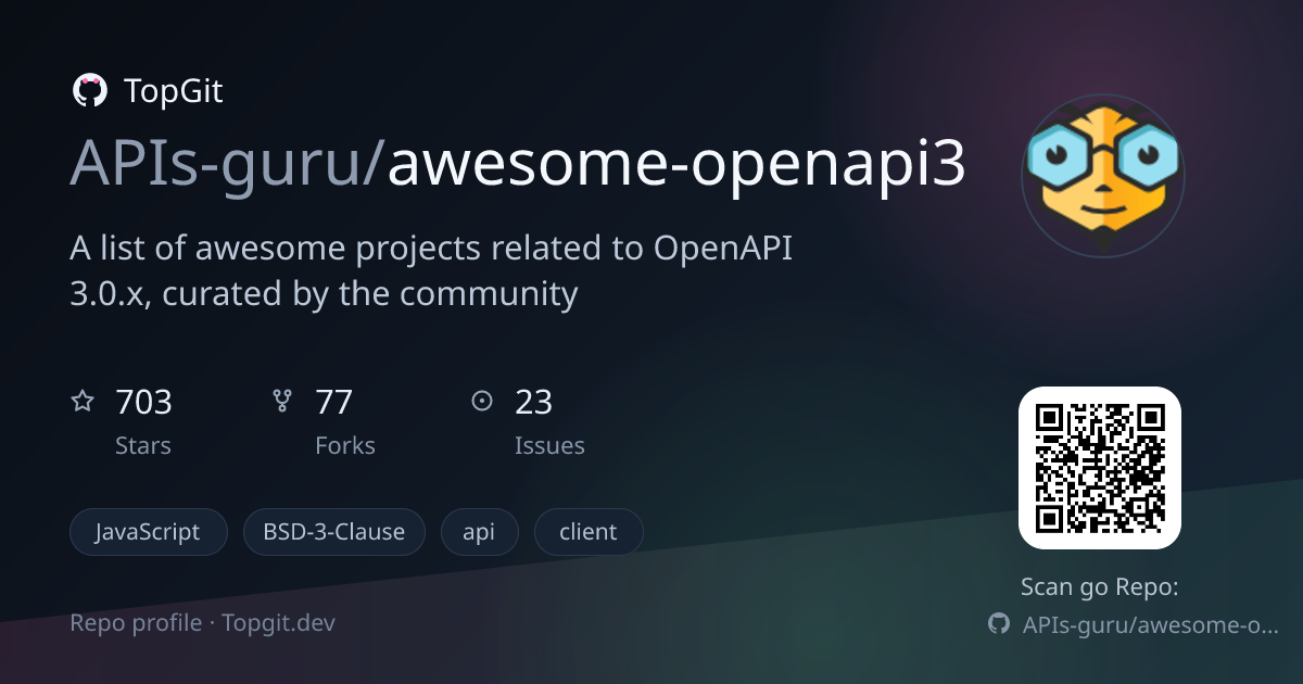 TopGit repo profile image for APIs-guru/awesome-openapi3