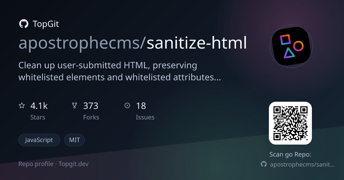 TopGit repo profile image for apostrophecms/sanitize-html