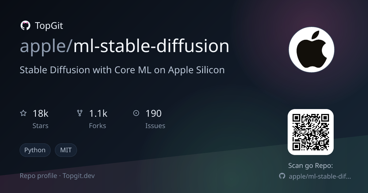 TopGit repo profile image for apple/ml-stable-diffusion
