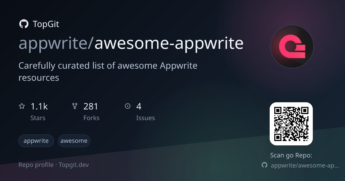 TopGit repo profile image for appwrite/awesome-appwrite