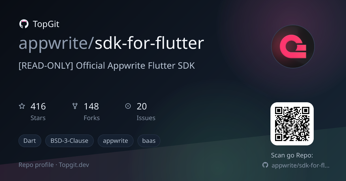 TopGit repo profile image for appwrite/sdk-for-flutter