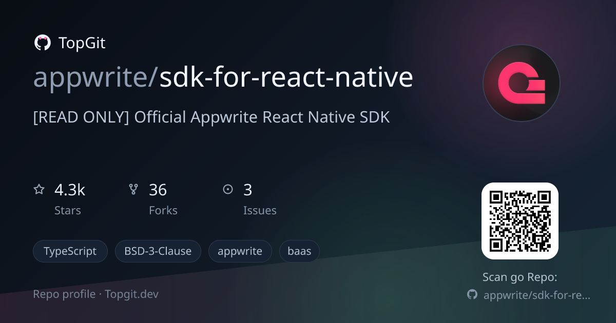 TopGit repo profile image for appwrite/sdk-for-react-native