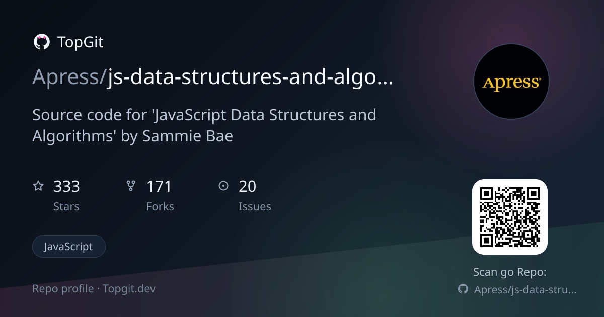 TopGit repo profile image for Apress/js-data-structures-and-algorithms