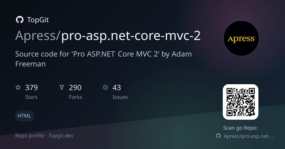 TopGit repo profile image for Apress/pro-asp.net-core-mvc-2