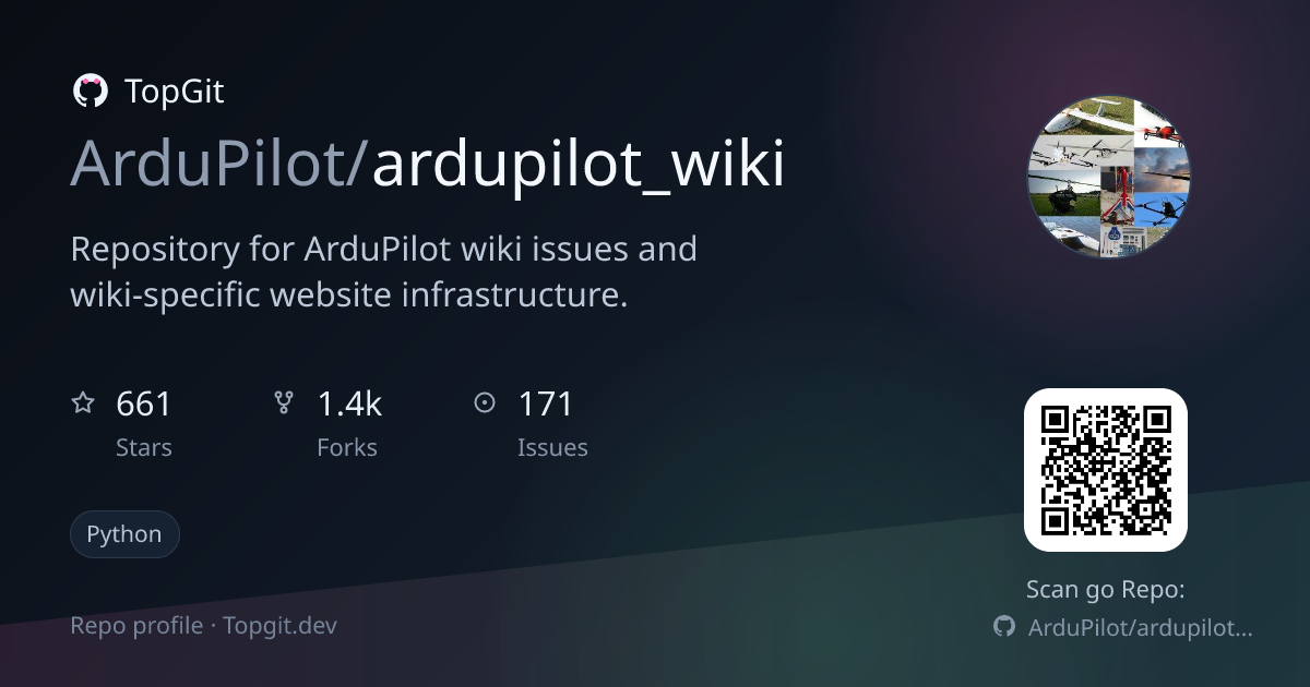 TopGit repo profile image for ArduPilot/ardupilot_wiki