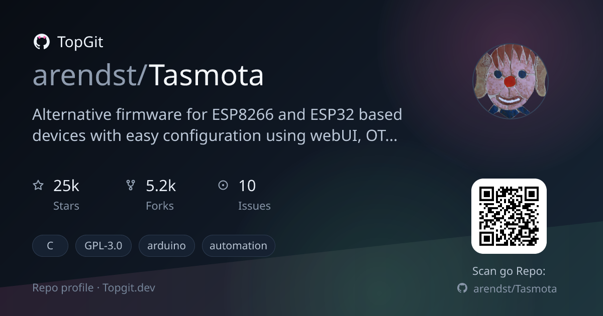 TopGit repo profile image for arendst/Tasmota