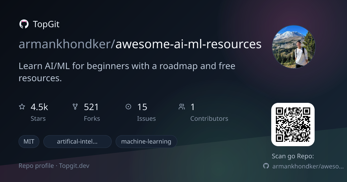TopGit repo profile image for armankhondker/awesome-ai-ml-resources