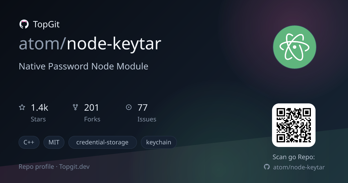 TopGit repo profile image for atom/node-keytar