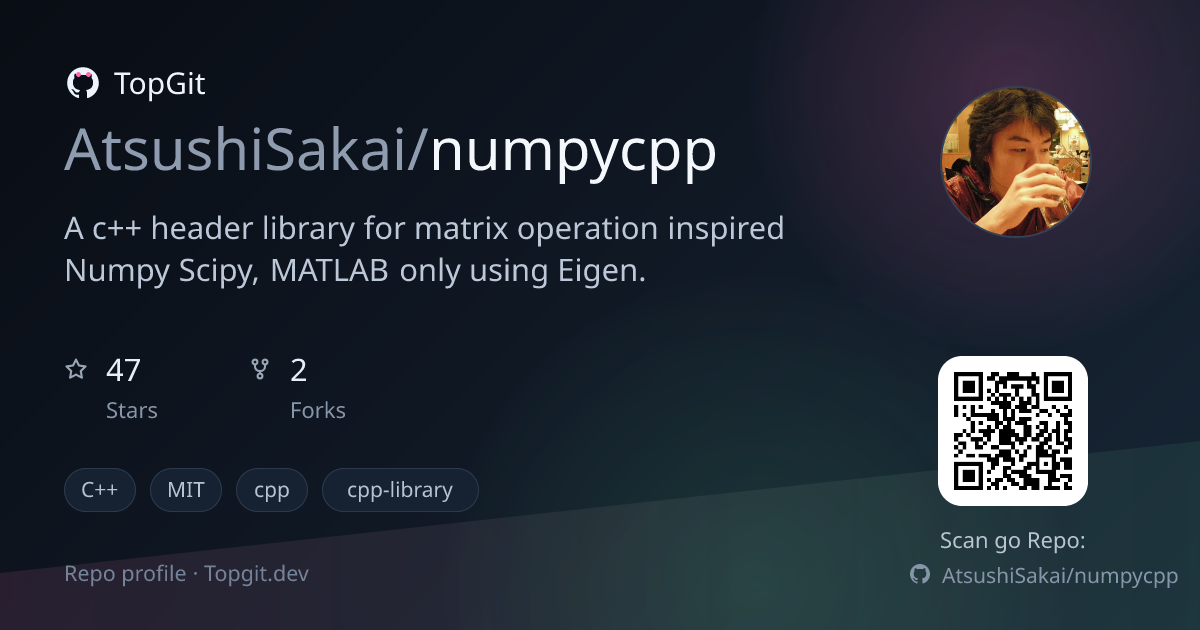 TopGit repo profile image for AtsushiSakai/numpycpp
