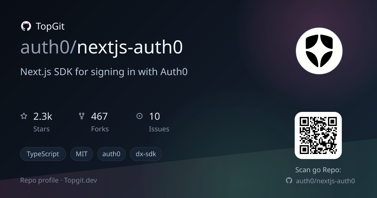 TopGit repo profile image for auth0/nextjs-auth0