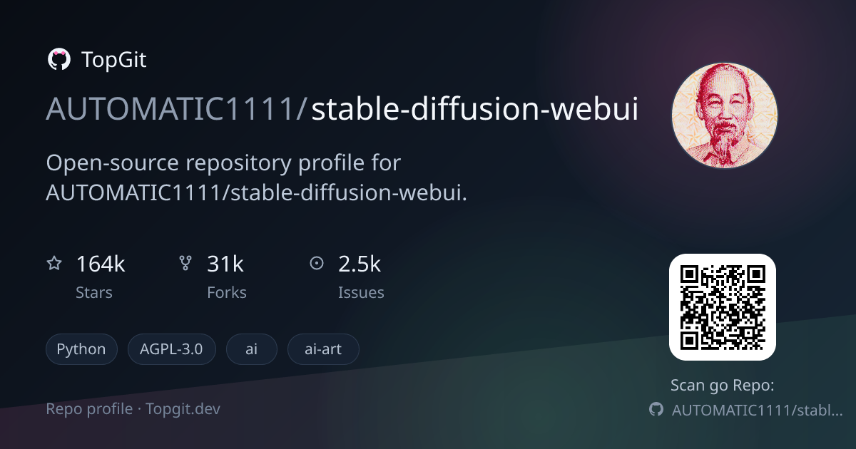 TopGit repo profile image for AUTOMATIC1111/stable-diffusion-webui