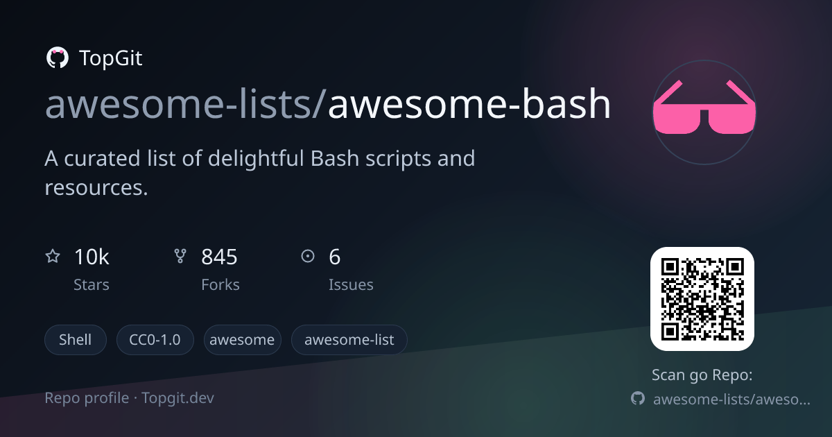 TopGit repo profile image for awesome-lists/awesome-bash