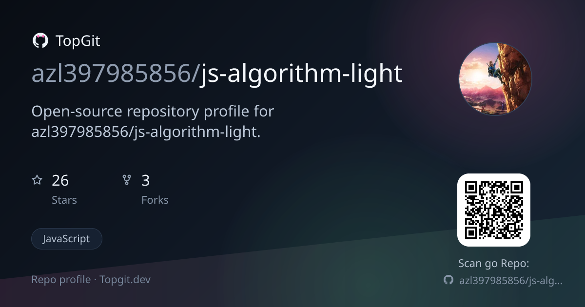 TopGit repo profile image for azl397985856/js-algorithm-light