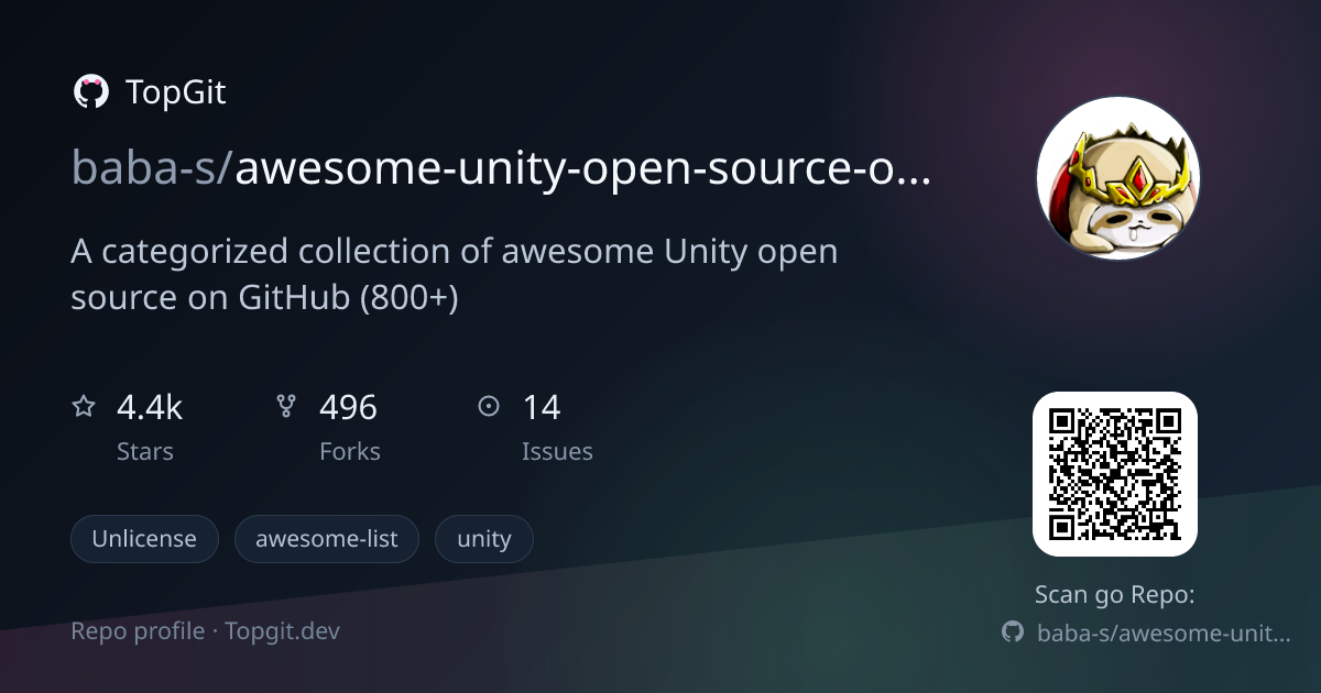 TopGit repo profile image for baba-s/awesome-unity-open-source-on-github