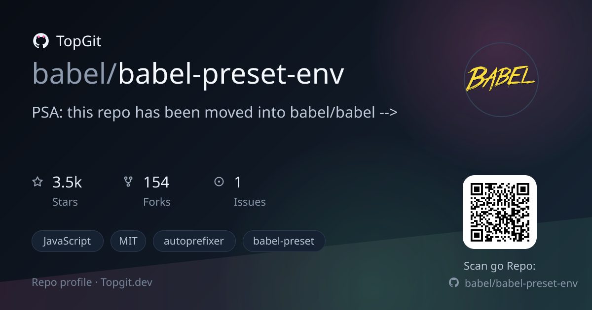 TopGit repo profile image for babel/babel-preset-env