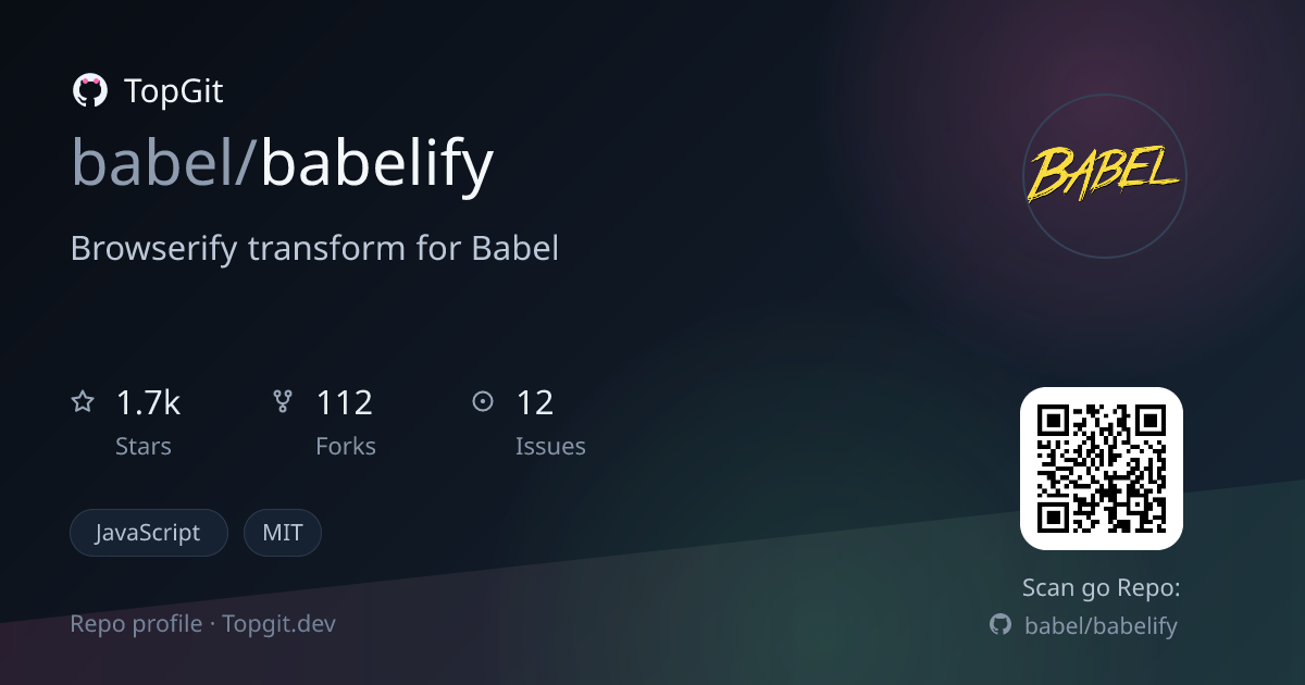 TopGit repo profile image for babel/babelify