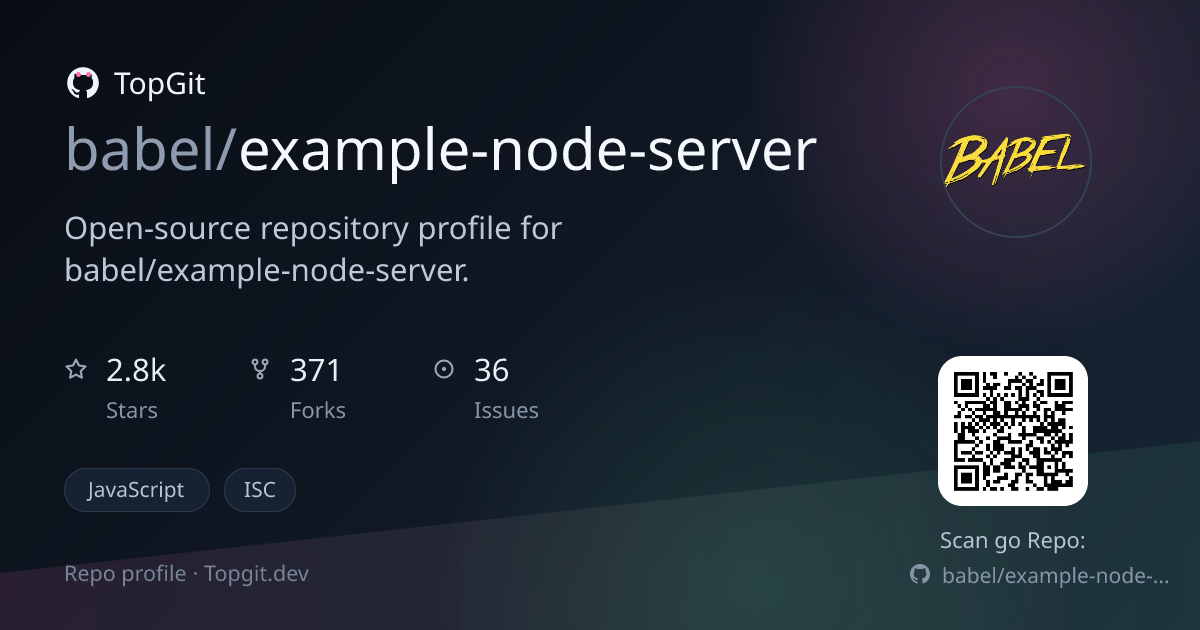 TopGit repo profile image for babel/example-node-server