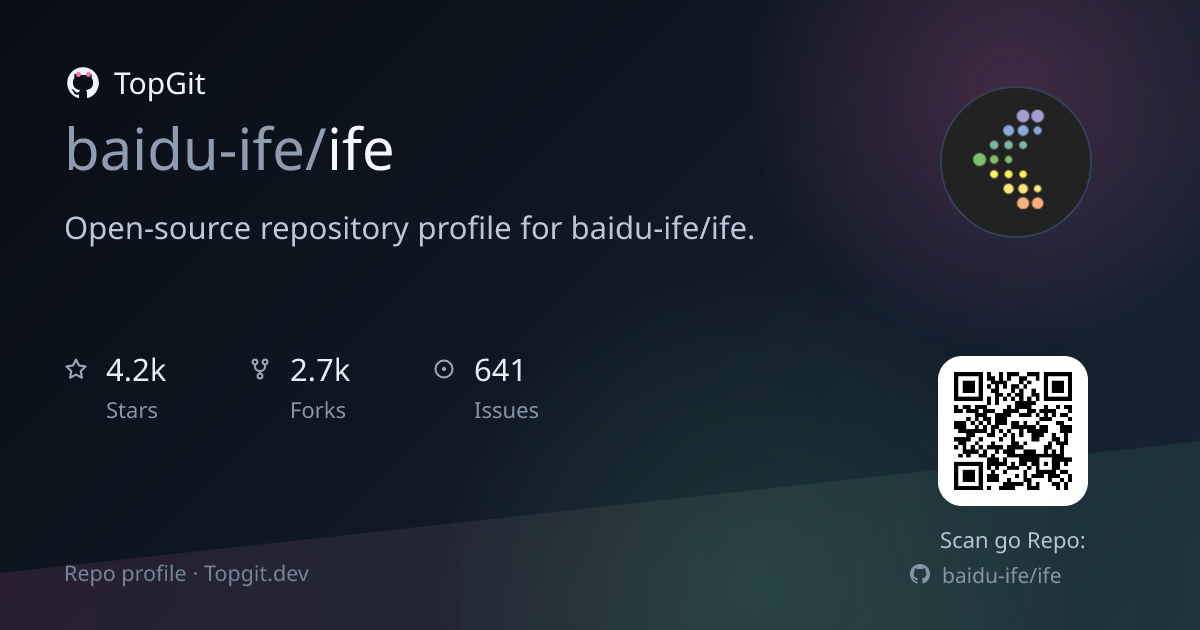 TopGit repo profile image for baidu-ife/ife