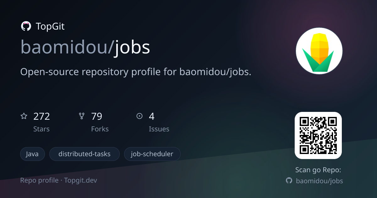 TopGit repo profile image for baomidou/jobs