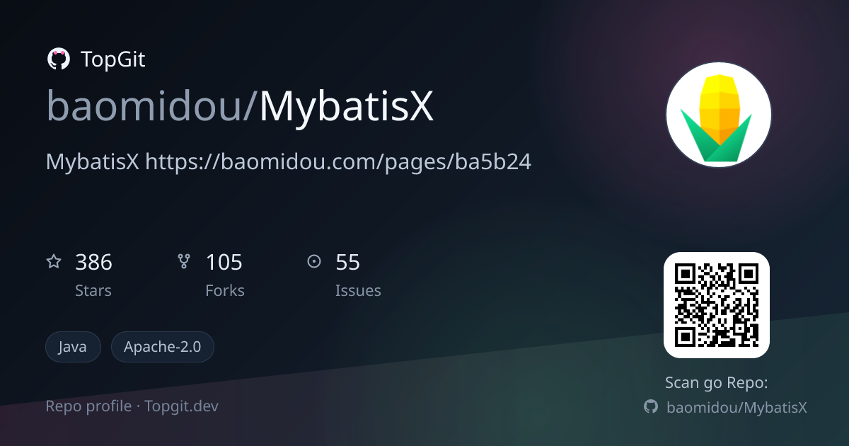 TopGit repo profile image for baomidou/MybatisX