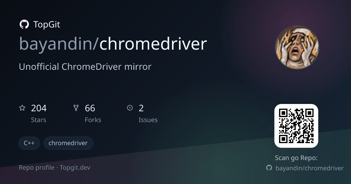 TopGit repo profile image for bayandin/chromedriver
