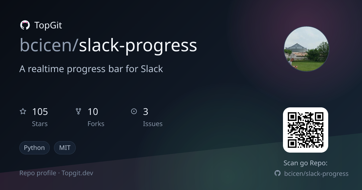 TopGit repo profile image for bcicen/slack-progress