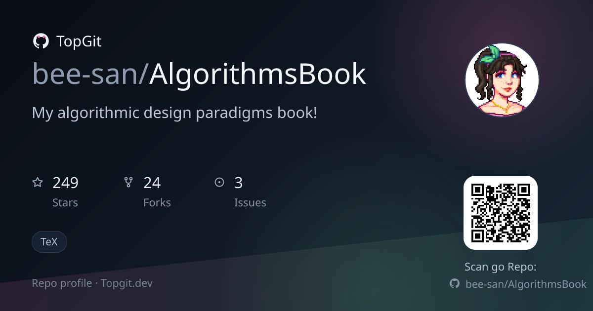 TopGit repo profile image for bee-san/AlgorithmsBook