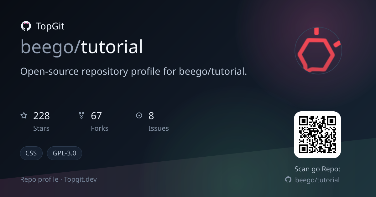 TopGit repo profile image for beego/tutorial