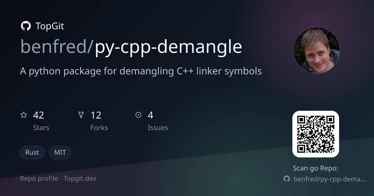 TopGit repo profile image for benfred/py-cpp-demangle