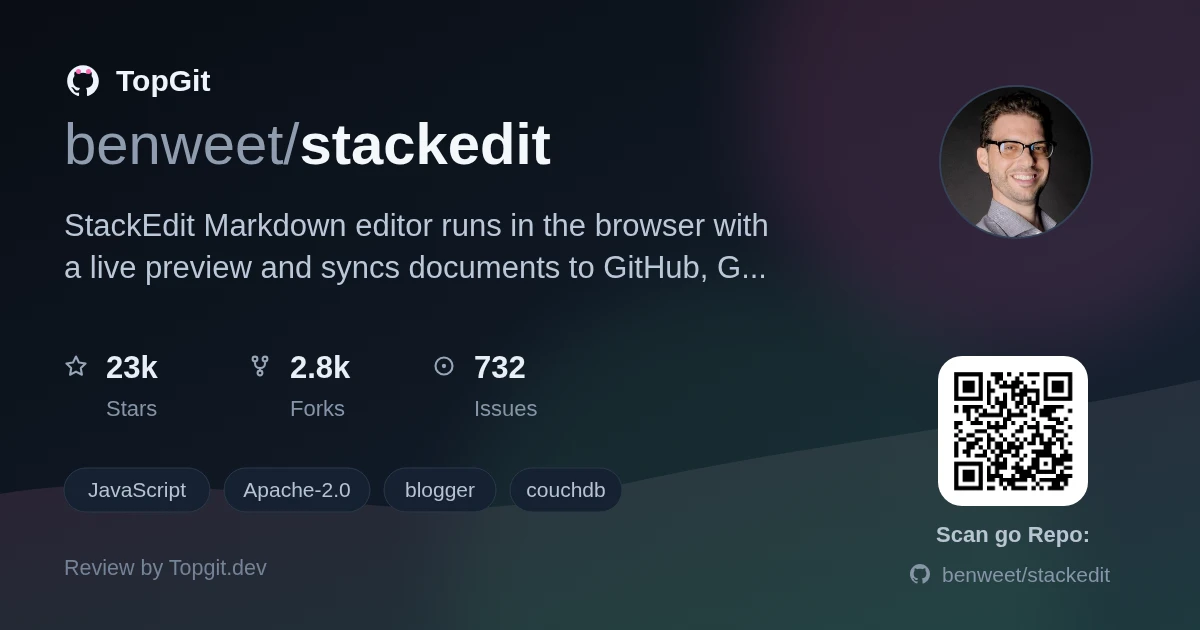TopGit repo profile image for benweet/stackedit