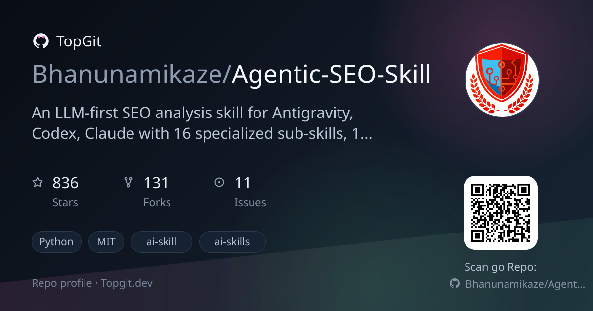 TopGit repo profile image for Bhanunamikaze/Agentic-SEO-Skill