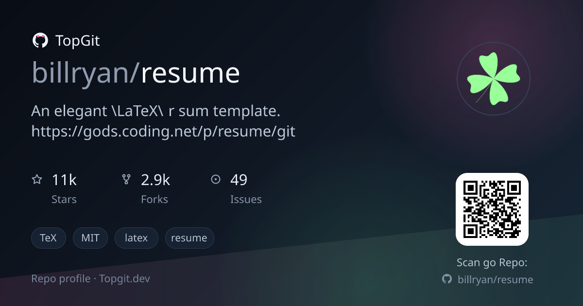 TopGit repo profile image for billryan/resume