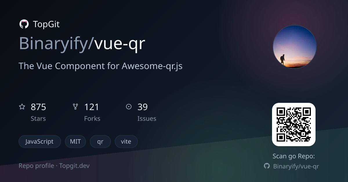 TopGit repo profile image for Binaryify/vue-qr