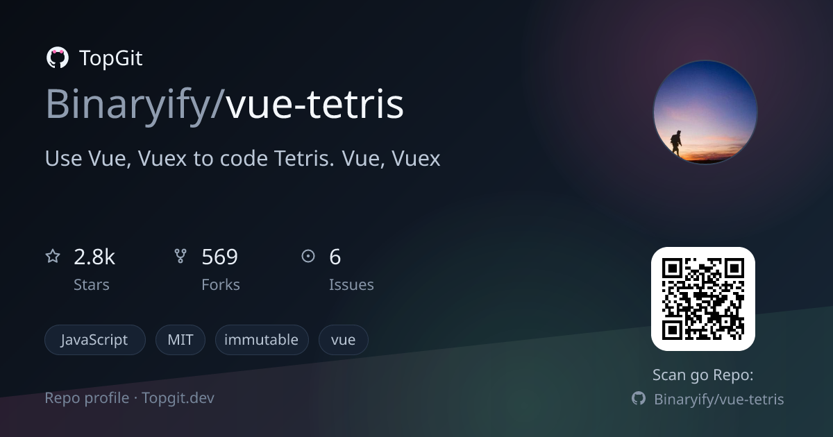 TopGit repo profile image for Binaryify/vue-tetris