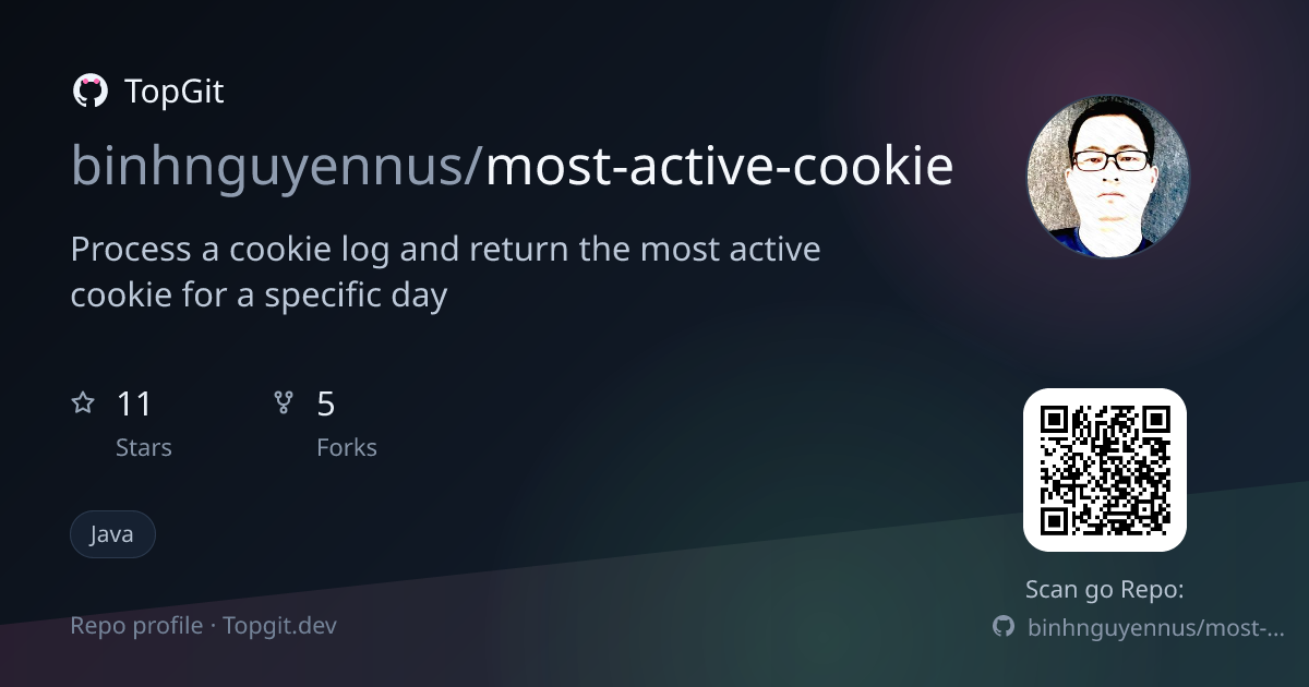 TopGit repo profile image for binhnguyennus/most-active-cookie