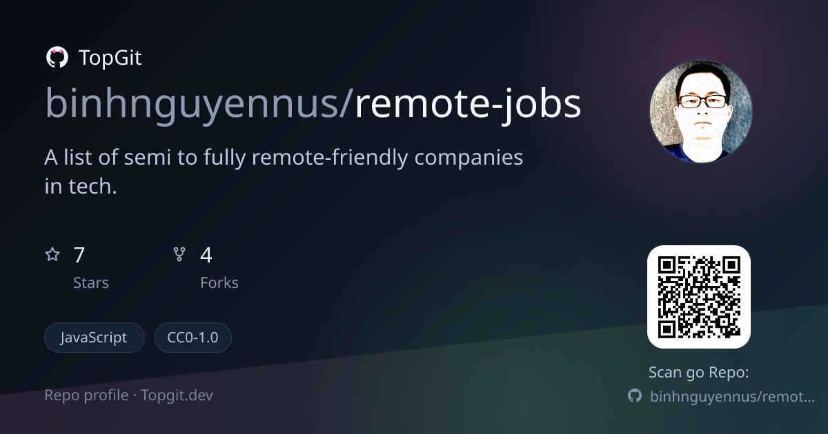 TopGit repo profile image for binhnguyennus/remote-jobs