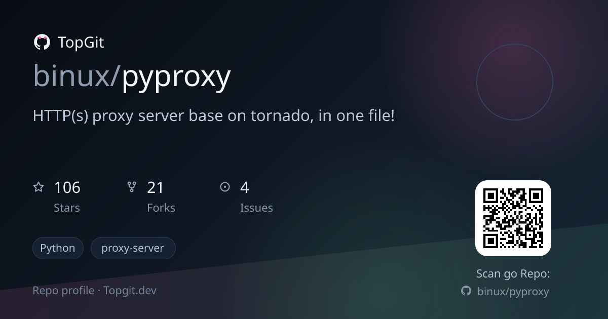 TopGit repo profile image for binux/pyproxy
