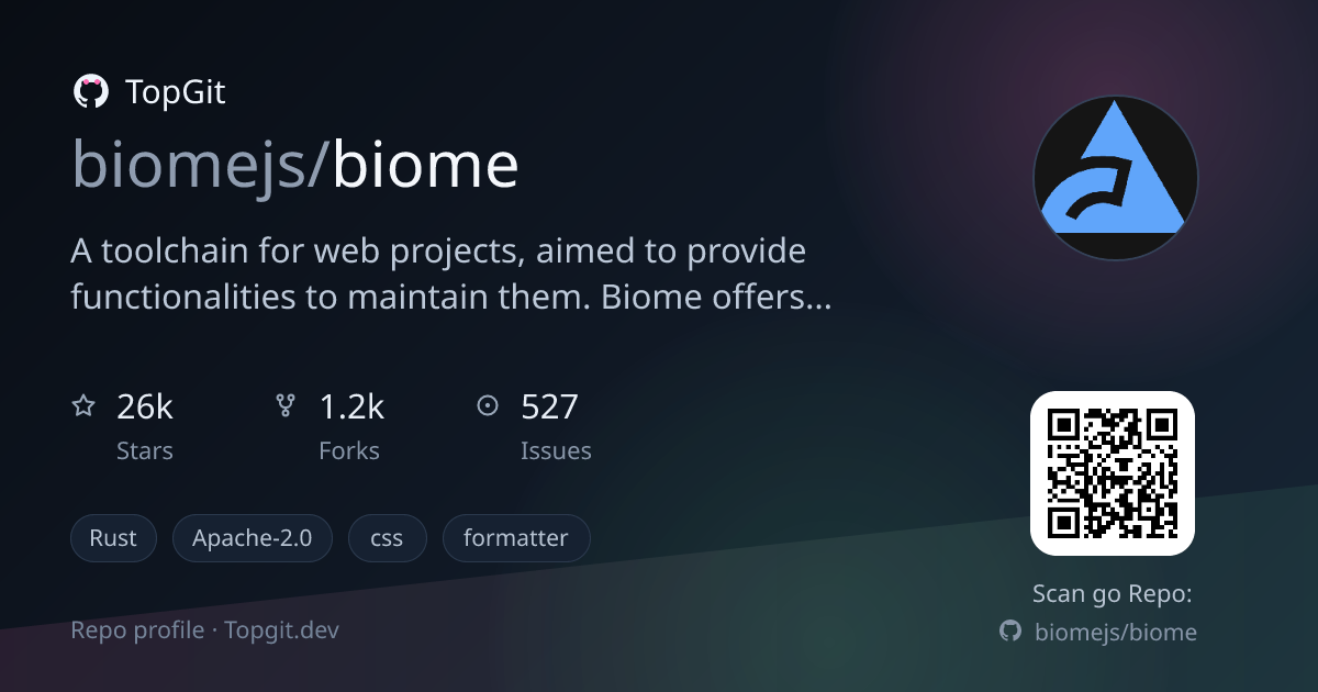 TopGit repo profile image for biomejs/biome